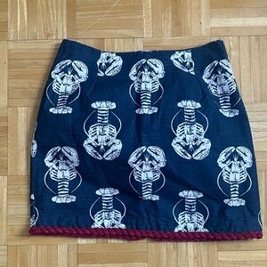 Navy Lobster print rope hem short skirt boutique tapestry gorgeous EUC
